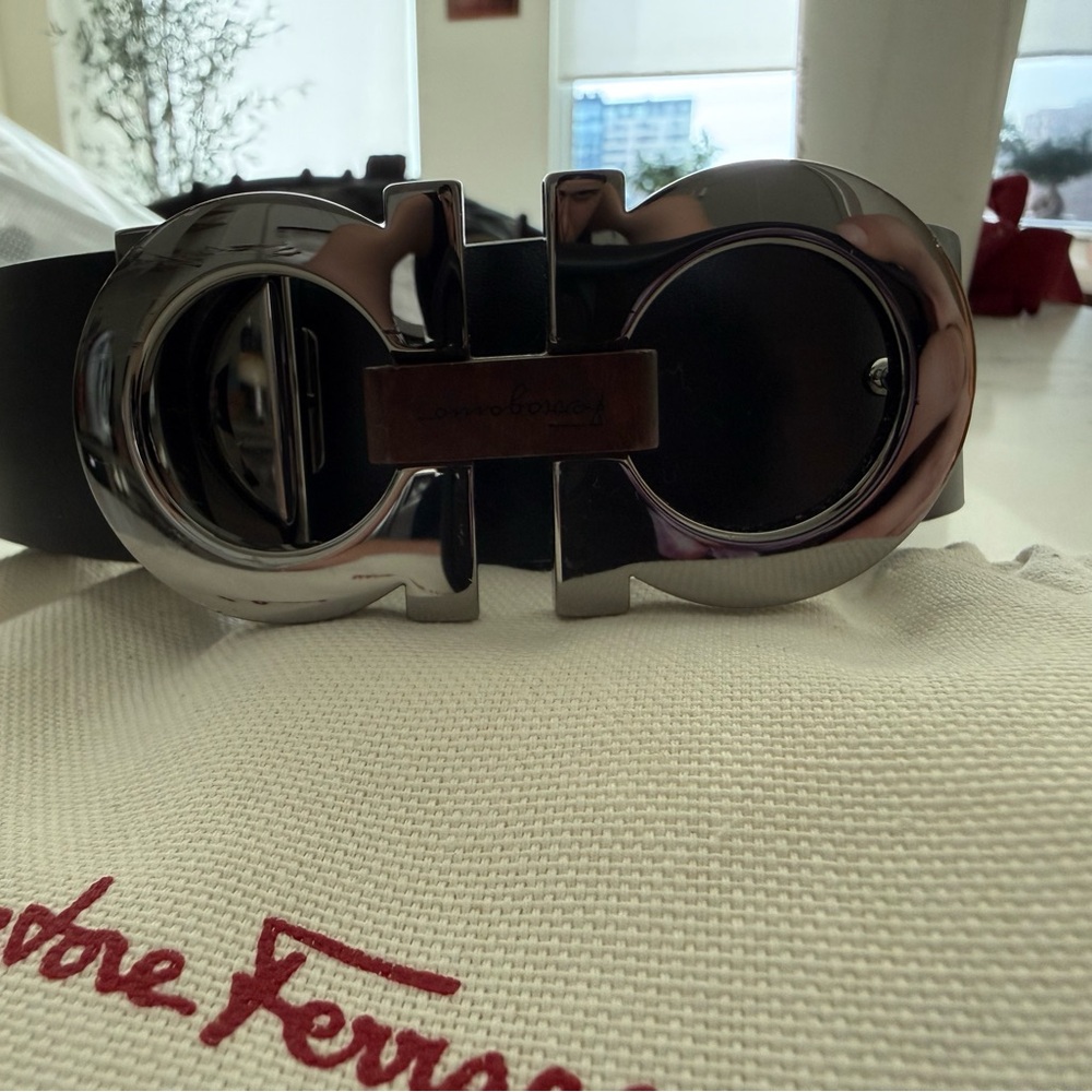 Salvatore Ferragamo Black & Brown Reversible Leather Belt